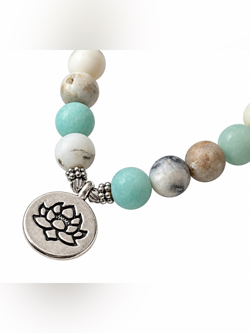 Oshena Designer beachwear amazonite Lotus tide Beaded Bracelet